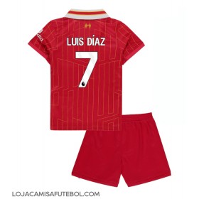 Camisa de Futebol Liverpool Luis Diaz #7 Equipamento Principal Infantil 2024-25 Manga Curta (+ Calças curtas)